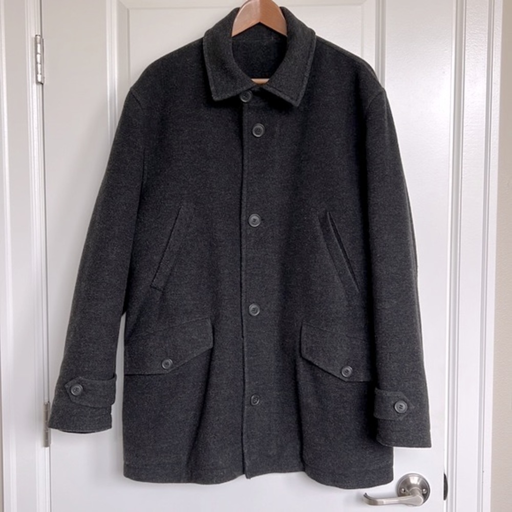 Hammersley Coat Overcoat sz Medium Men’s Cashmere & Wool Full Zip Button Gray